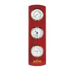 Wooden Wall Weather Station Clock