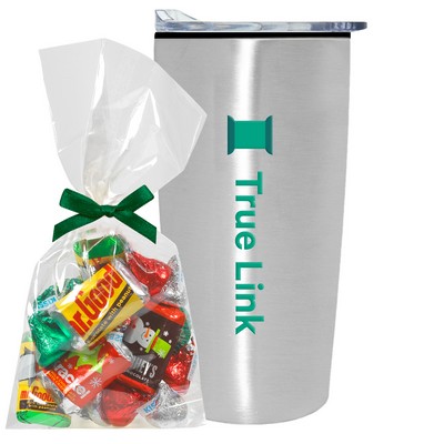 Promo Revolution - 20 Oz. Straight Tumbler w/Plastic Liner Gift Set w/Hershey Holiday Mug Stuffer