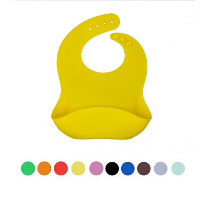 MOQ 20pcs Silicone Baby Bib With Food Catcher Pocket