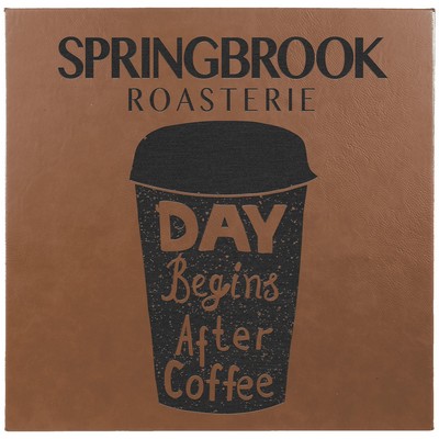 14" x 14" Dark Brown Leatherette Wall Decor with Sawtooth Hanger