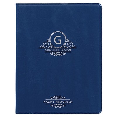 7" x 9" Blue/Silver Leatherette Small Portfolio with Notepad