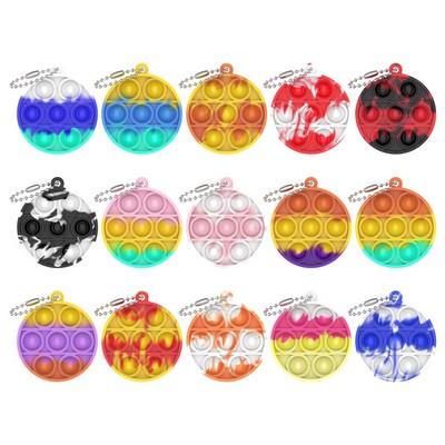 Round Push Pop Bubble Keychain w/ Bead