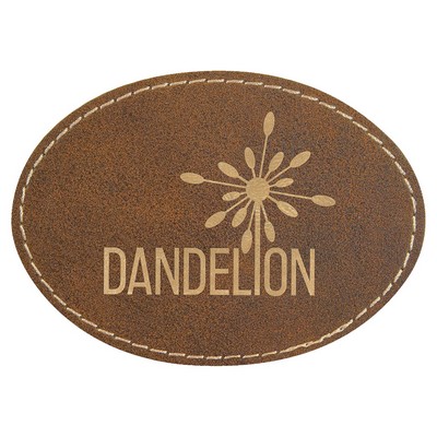 3-1/2"x2-1/2" Oval Patches, Rustic/Gold Laserable Leatherette
