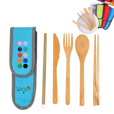 Outdoor Camping Tableware Portable Set Knife Fork Spoon Straw Chopsticks 7 Piece Sets