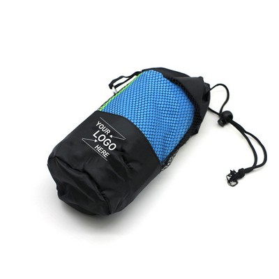 Polyester Sports Towel w/Drawstring Bag
