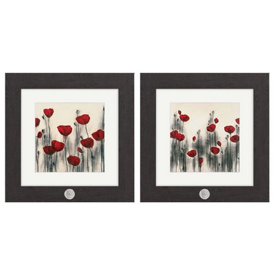 "Floral I and II" Art Print W/ Silver Medallion