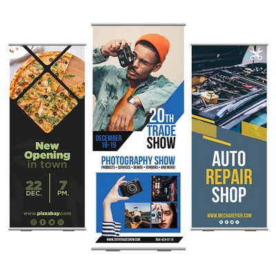 33 X 80" Full Color Roll Up Retractable Banner Stands