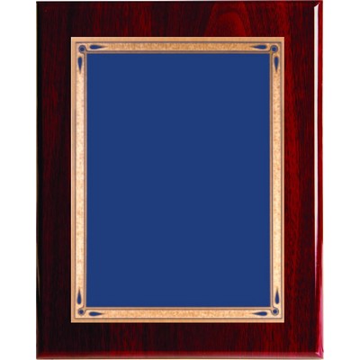 Rosewood Piano Finish Plaque with Blue Teardrop Plate, 9 x 12"