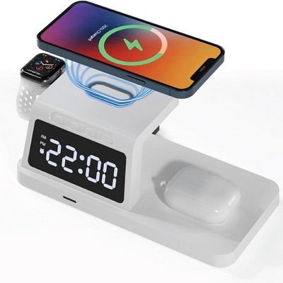 Chargeworx 4-in-1 Wireless Charging Alarm Clock