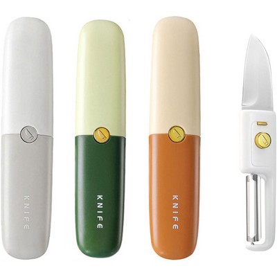 2 in 1 Multifunctional Stainless Steel Fruit Knife Peeler, Portable Peeling Fruit Peeler,