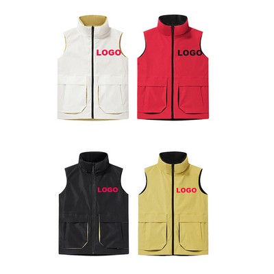 Stand Up Collar Warm Vest with Pockets