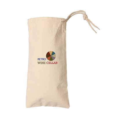 Cotton Drawstring Wine Tote Bag ( 6.25"W X 13"H )