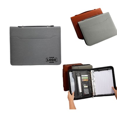 Zippered Leather Padfolio with Handle.