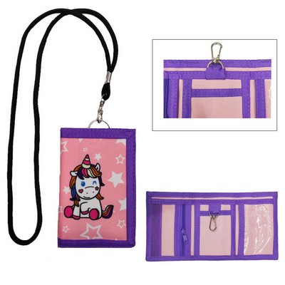 Trifold Canvas Outdoor Cartoon Wallet For Kids