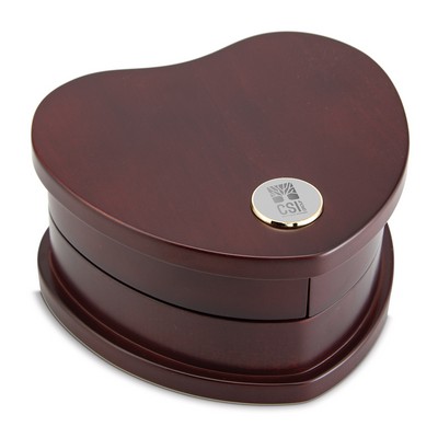 Heart Shaped Jewelry Box W/ Silver Medallion