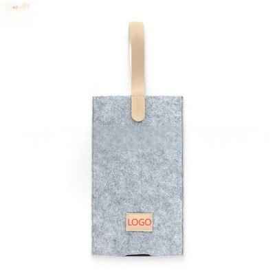 Felt Single-Bottle Wine Carrier with Handle