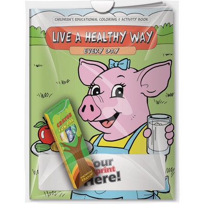 Combo Pack - "Live a Healthy Way Every Day" Coloring Book & 4-Pack of Crayon (Imprinted)