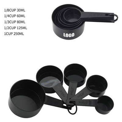 5 in 1 Plastic Black Measuring Cup with Volume Markings