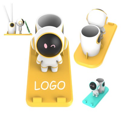 2-In-1 Pvc Astronaut Pen Holder With Cellphone Stand