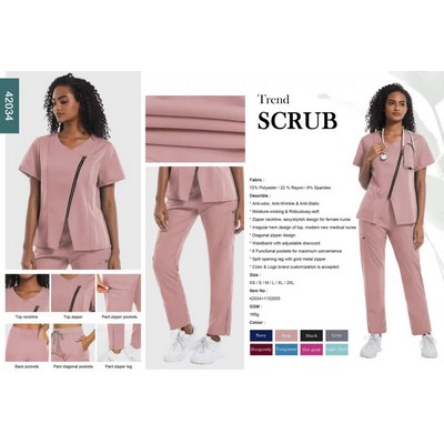 Scrub Top w/Zipper Design