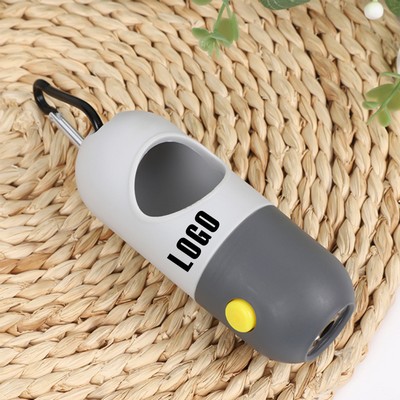 3 4/5" Portable Plastic Dog Poop Bag Dispenser w/Night Walking LED Flashlight MOQ100PCS