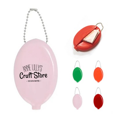 Pvc Oval Rubber Coin Purse Keychain