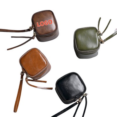 Oil-waxed Leather PU Handheld Bucket Bag