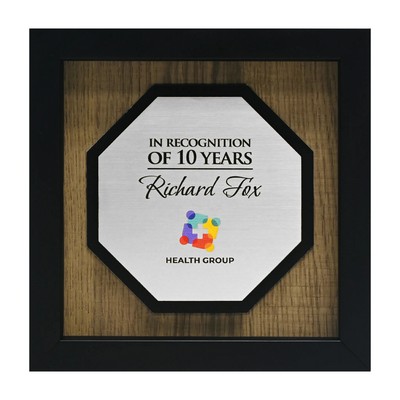 Newbury 6" x 6" Octagon Award with Brushed Silver Plate