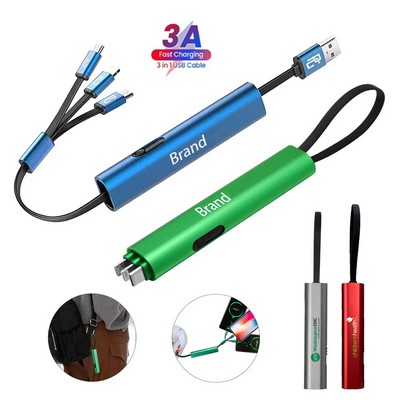 New Creative Gift 3 In 1 Metal Retractable Data Charging Cable