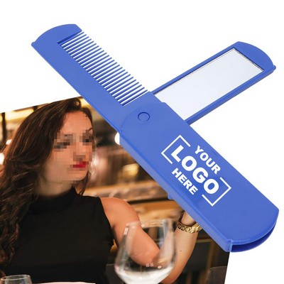 Portable Hair Brush & Beard Comb with Built-in Mirror.