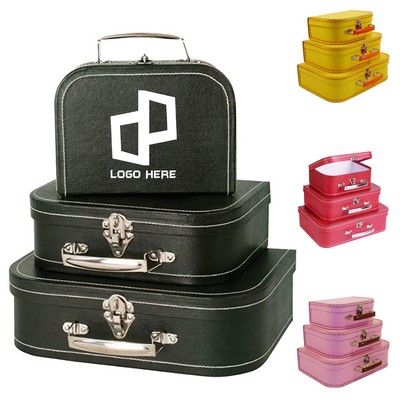 High-Capacity Vintage Paperboard Suitcase Boxes Set