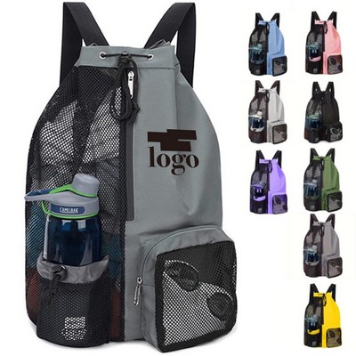 Swim Bag Mesh Drawstring Backpack