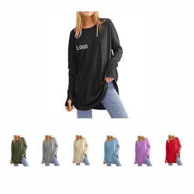 Solid Color Round Neck Long Sleeve