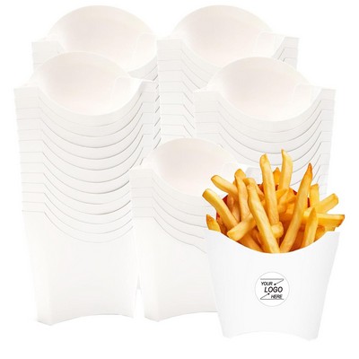 Small White Disposable French Fries Holders.