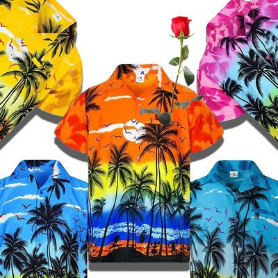 Mens Hawaiian Shirt Loose Shirts with Pocket