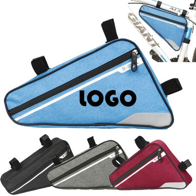 Custom Waterproof Oxford Bike Front Rack Frame Triangle Bag With Reflective Trim