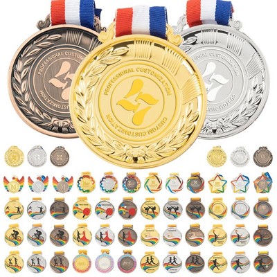 Custom Silver Zinc Alloy Award Medals ( 2.5" x 0.16" )