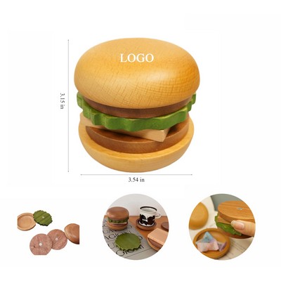 Solid Wood Hamburger Shape Insulated Magnetic Coasters