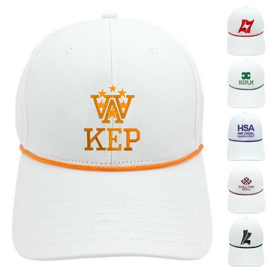 3D Embroidery Cotton Cap With Rope Accent & Velcro Closure