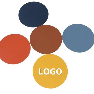 MOQ50 Solid-colored Leather Round Coaster