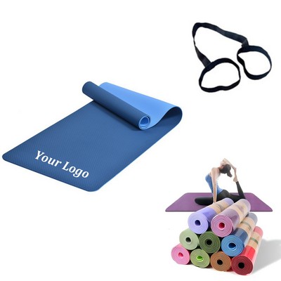 Tpe Two-Tone Yoga Mat With Carrying Strap