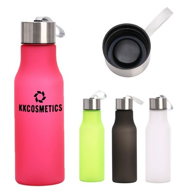 Matte Plastic Outdoor Sport Water Bottle w/Carry Handle
