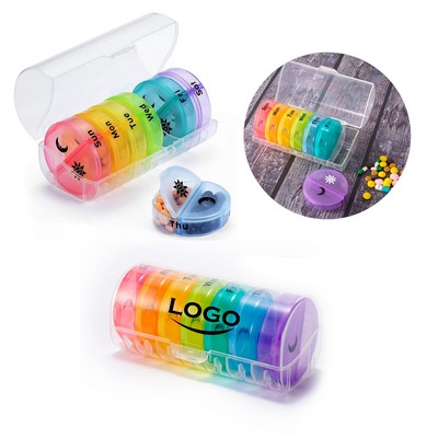 Circular Travel Moisture-Proof 14 Grid Medicine Box.