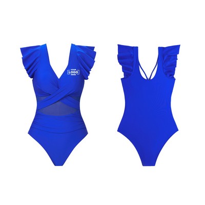 Ruffle Sheer Mesh Sport Monokini