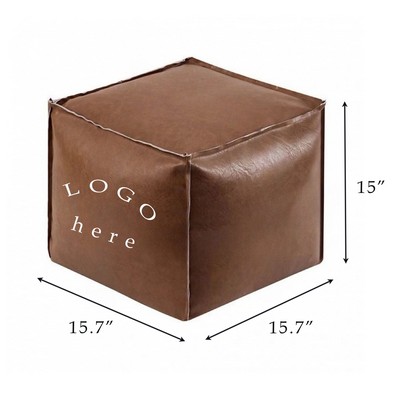 Oil-Waxed Unstuffed Pouf Ottoman Leather Pouffe Floor Chair Waterproof