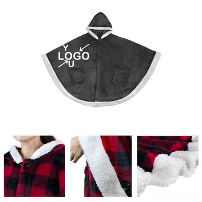 Sherpa Hooded Fleece Blanket with Pockets