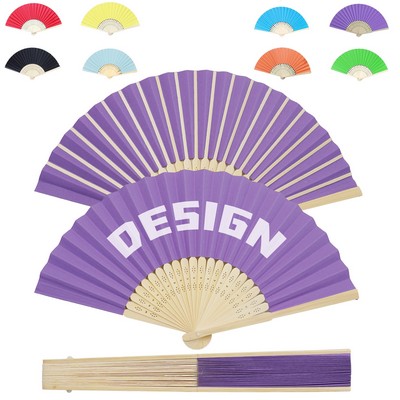 Multicolor Paper Bamboo Folded Fans