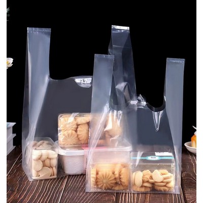 16"x16" 2.4mil PE Merchandise Shopping Bags Plastic Vest Bag W/Handle & Gusset