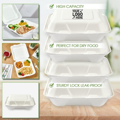 Biodegradable Three-Compartment Takeout Container