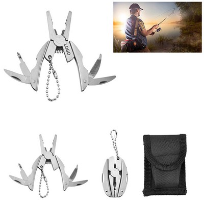 Mini Stainless Steel Foldable Multitool Pliers W/ Keychain